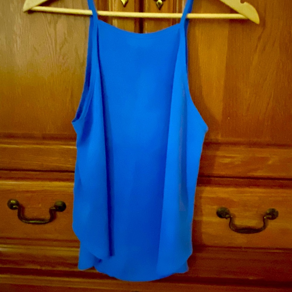 Blue sleeveless blouse